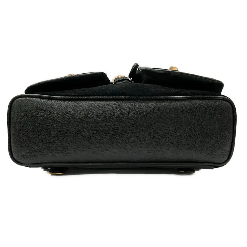 Gucci Bamboo Backpack Black Brown Suede Leather